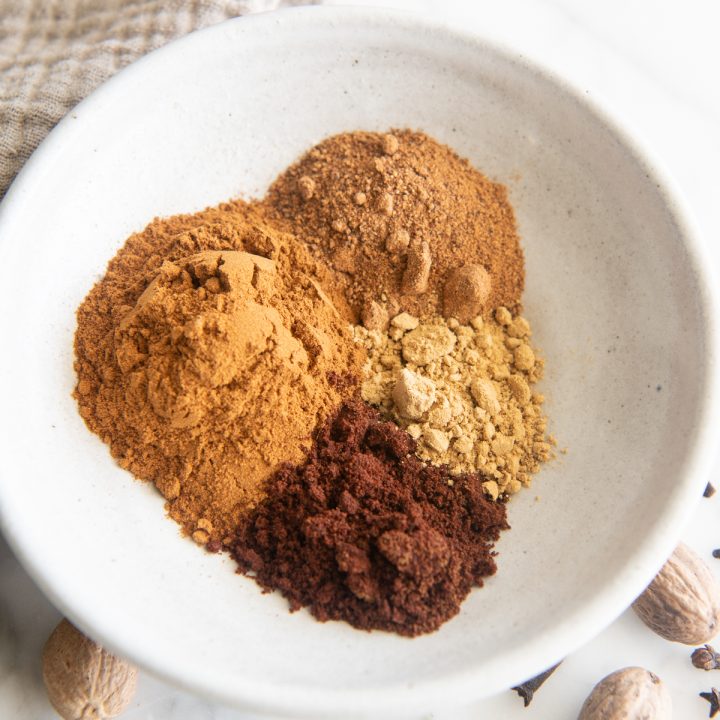 photo showing How to Make Pumpkin Pie Spice - spices measured into a bowl 