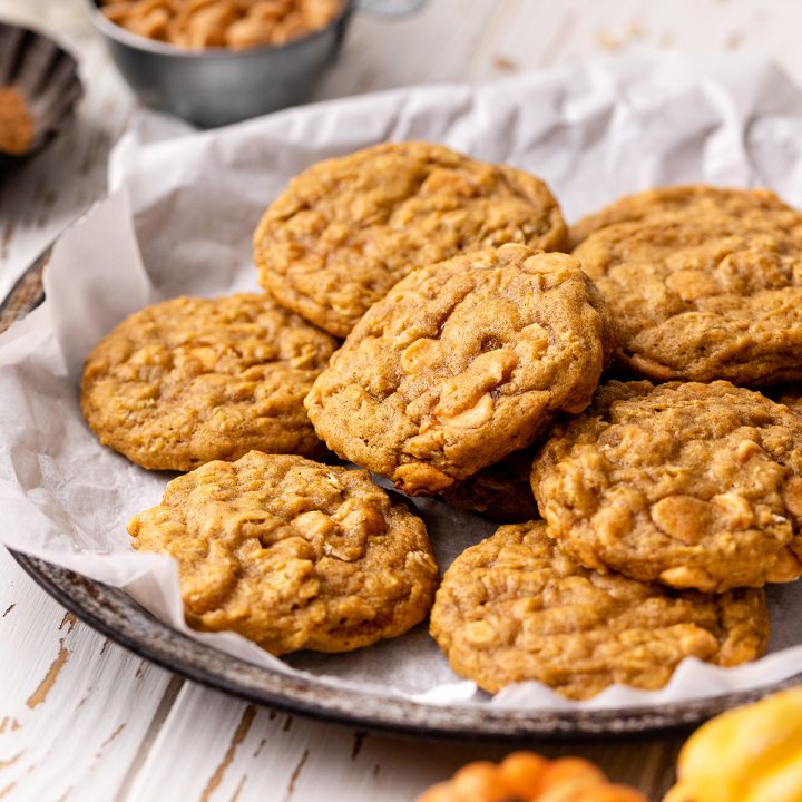 9 Pumpkin Oatmeal Cookies on a plate