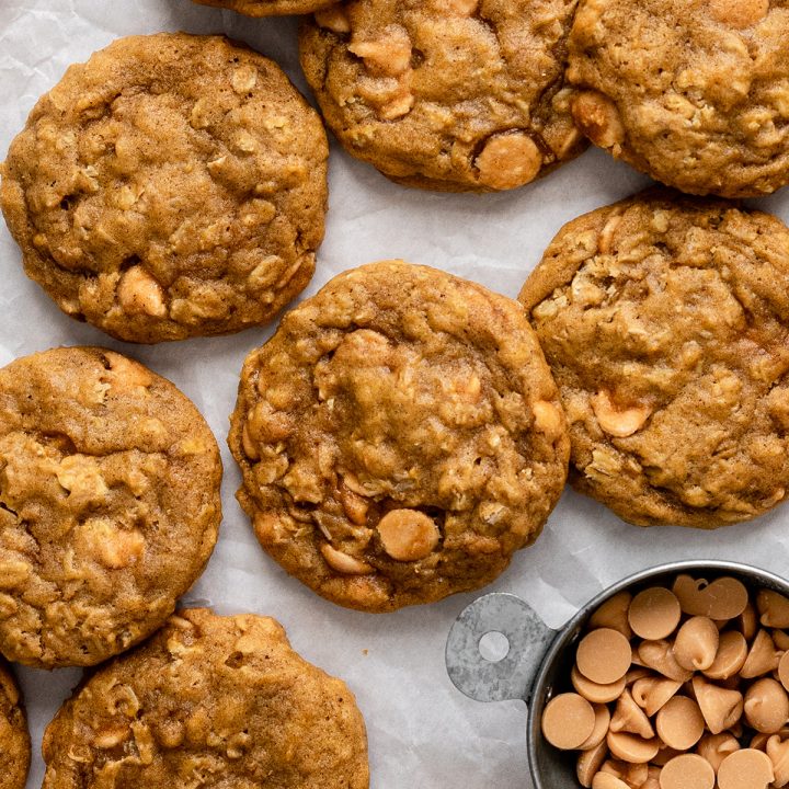 overhead photo of 6 Pumpkin Oatmeal Cookies