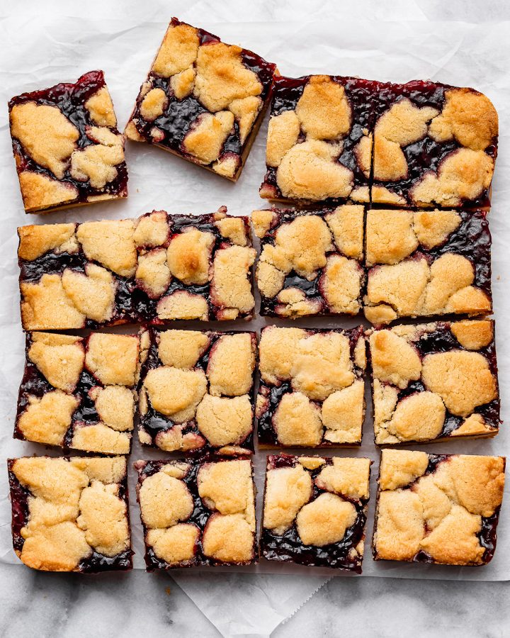 16 How to Make Raspberry Crumble Bars cut into squares