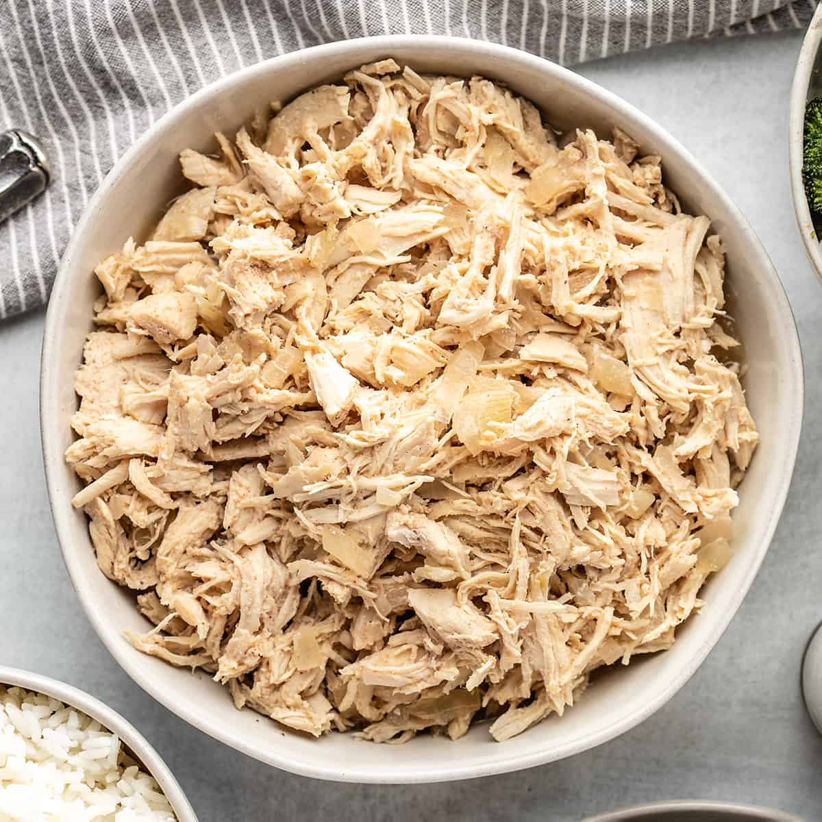 a bowl of Slow Cooker shredded Chicken
