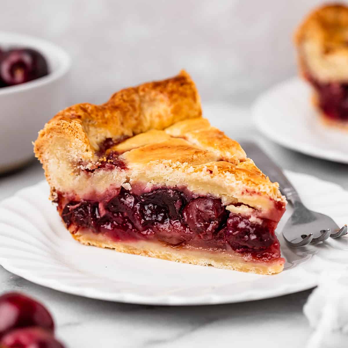a slice of Cherry Pie on a plate 