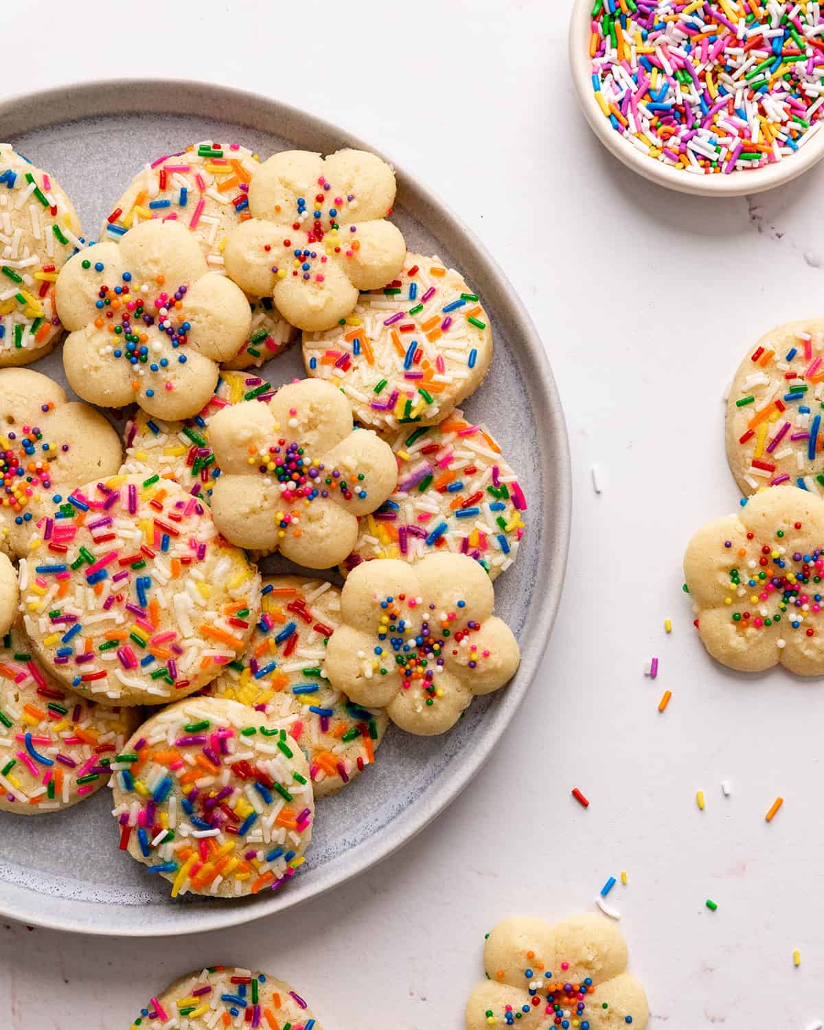 a plate of Butter Cookies with sprinkles 