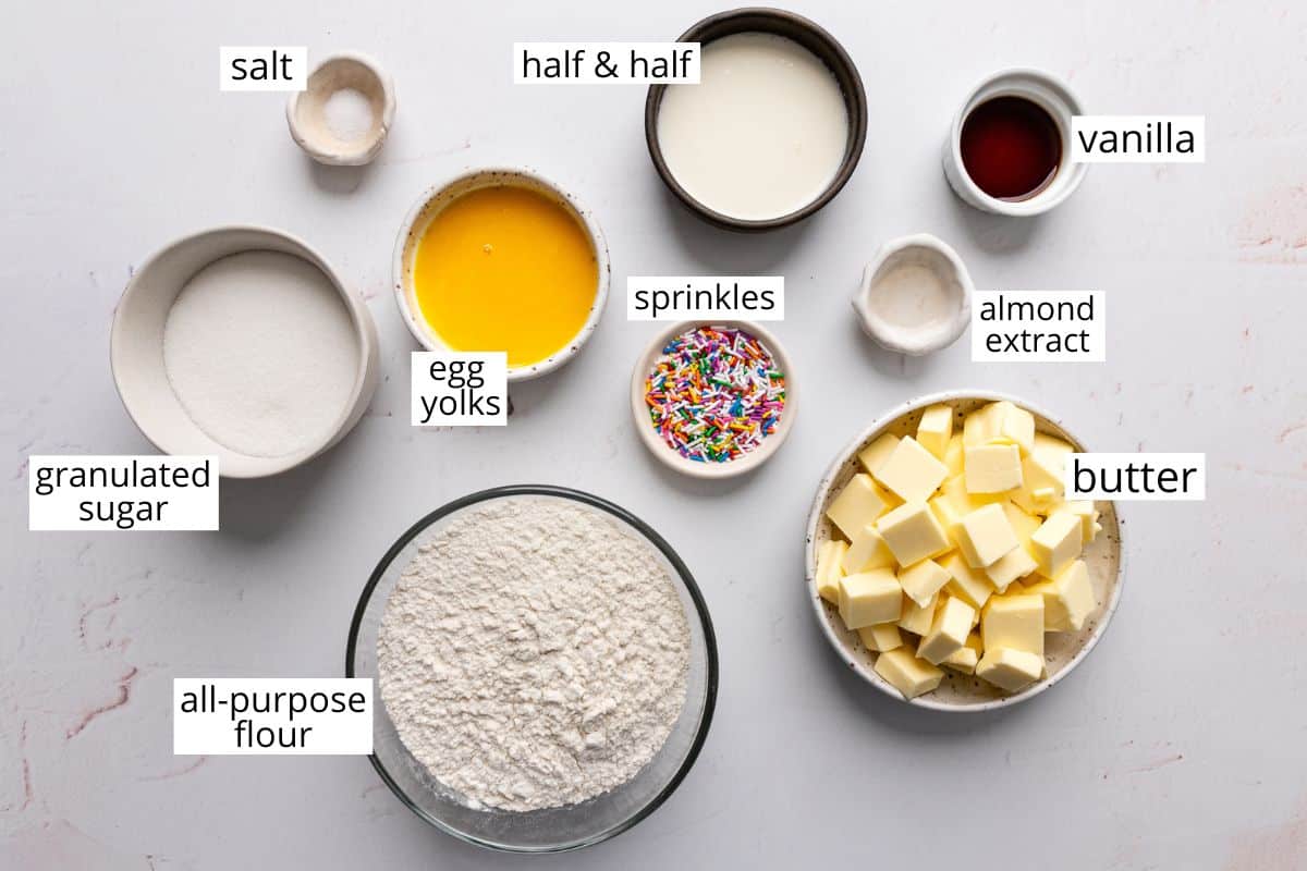 photo of labeled ingredients in this Butter Cookies recipe 