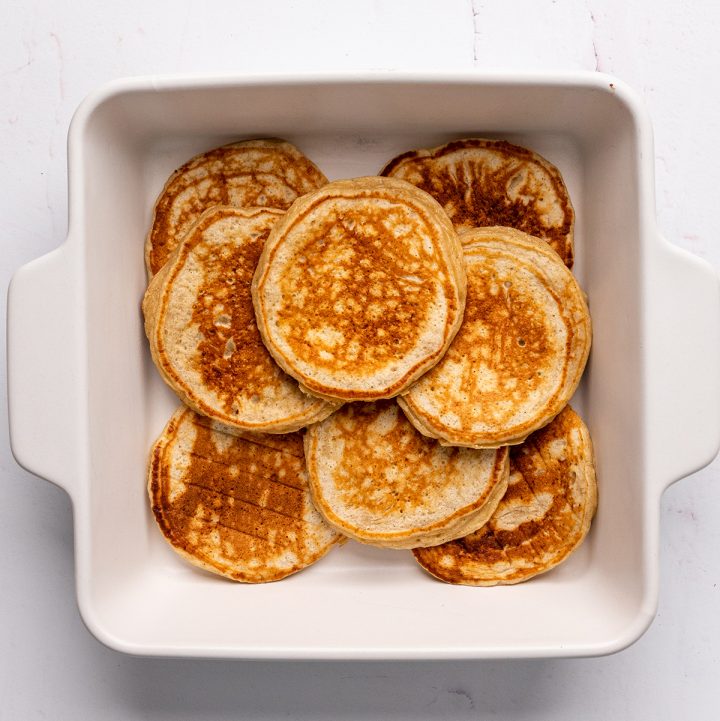 Cottage Cheese Pancakes in a baking dish 