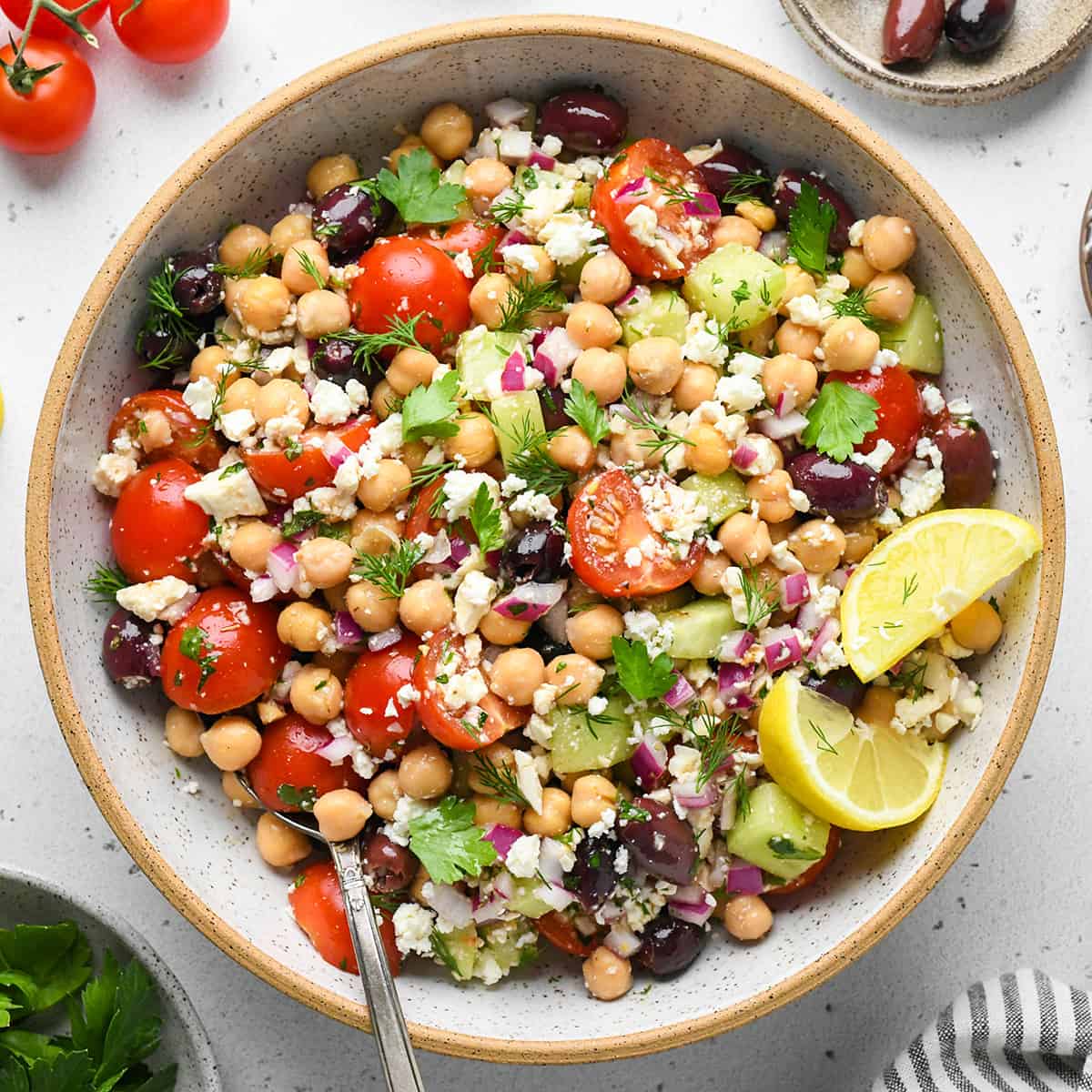 a bowl of Mediterranean Chickpea Salad 