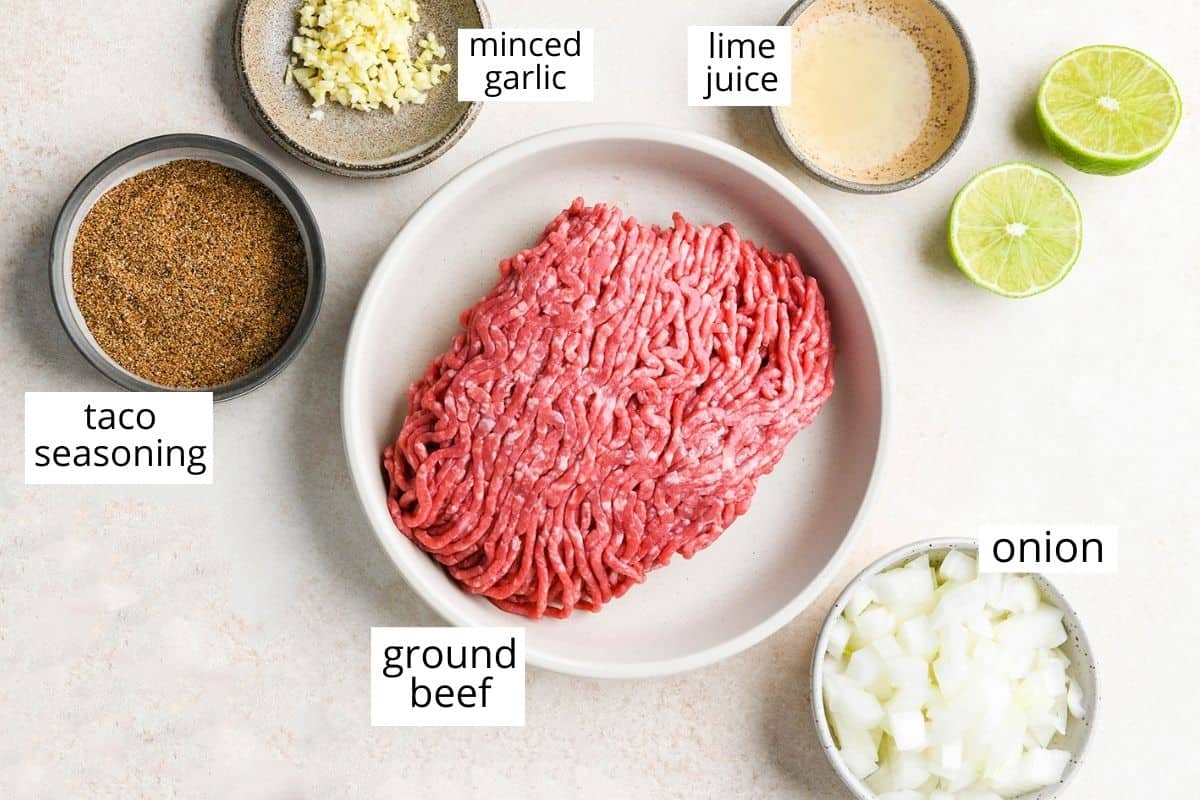 overhead photo of the ingredients in this taco salad recipe