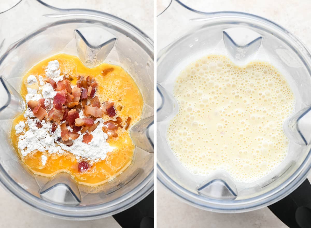 two photos showing How to Make Potato Soup in a blender 