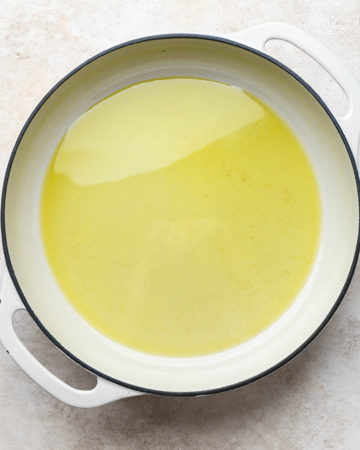olive oil in a frying pan
