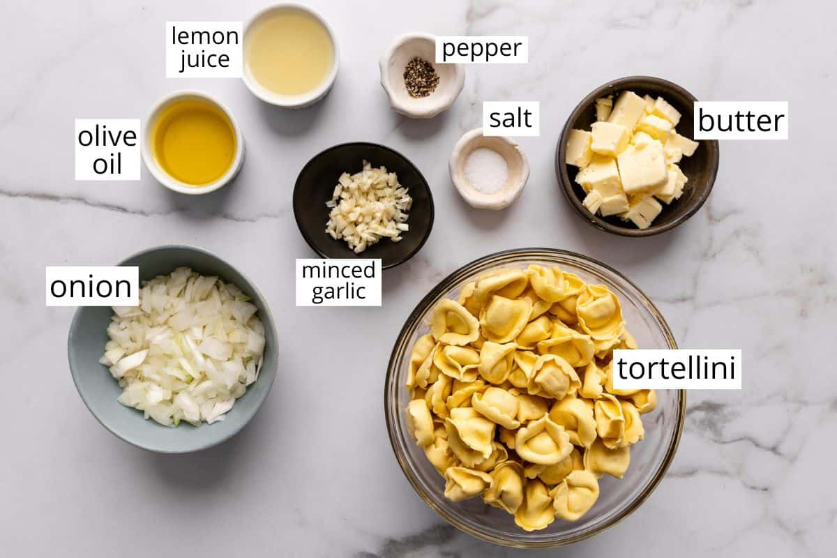 overhead photo of the ingredients in this Tortellini Sauce recipe