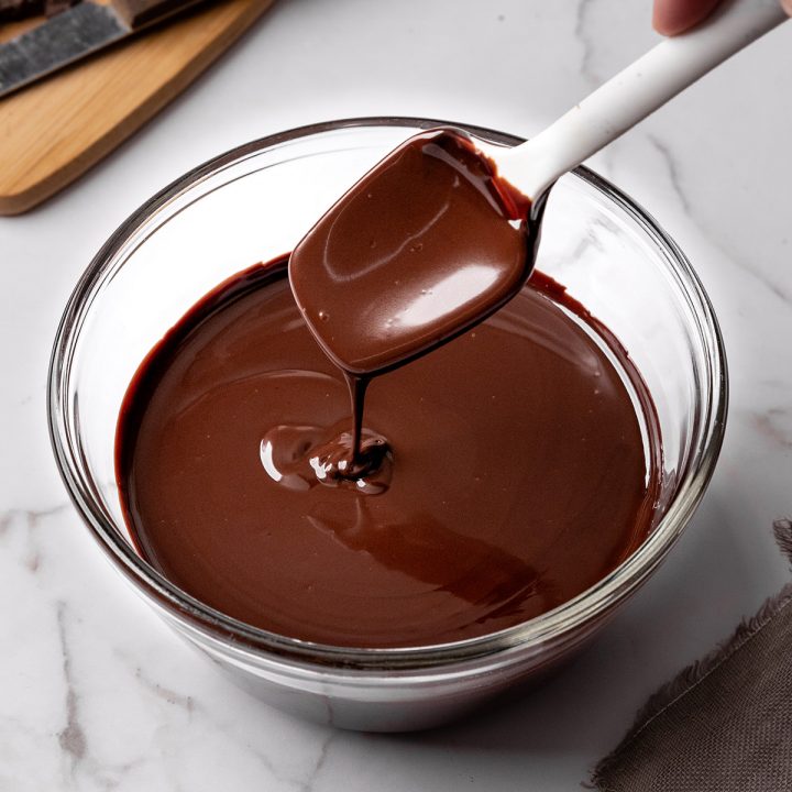 Chocolate Ganache in a bowl with a spatula