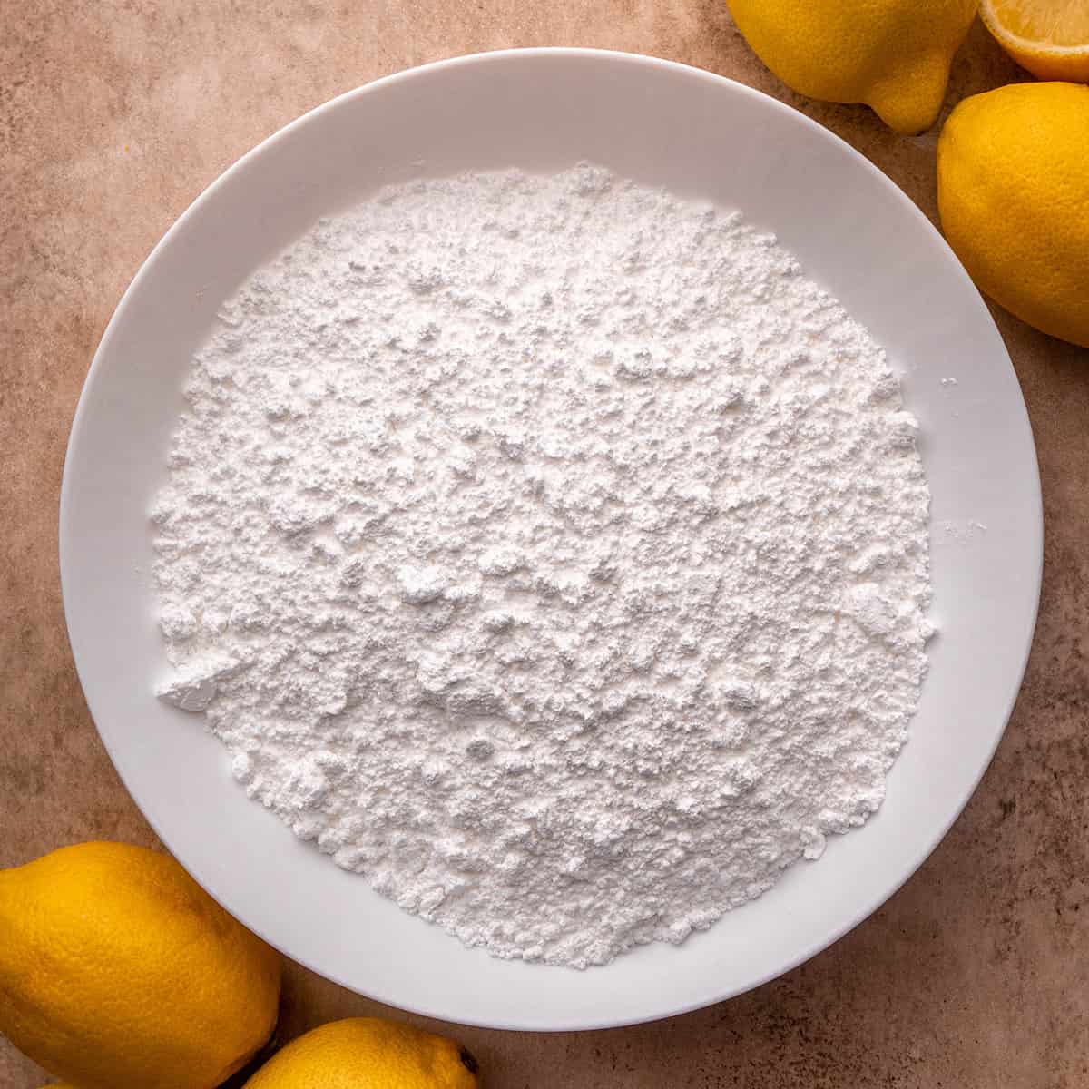 powdered sugar in a bowl to make lemon icing