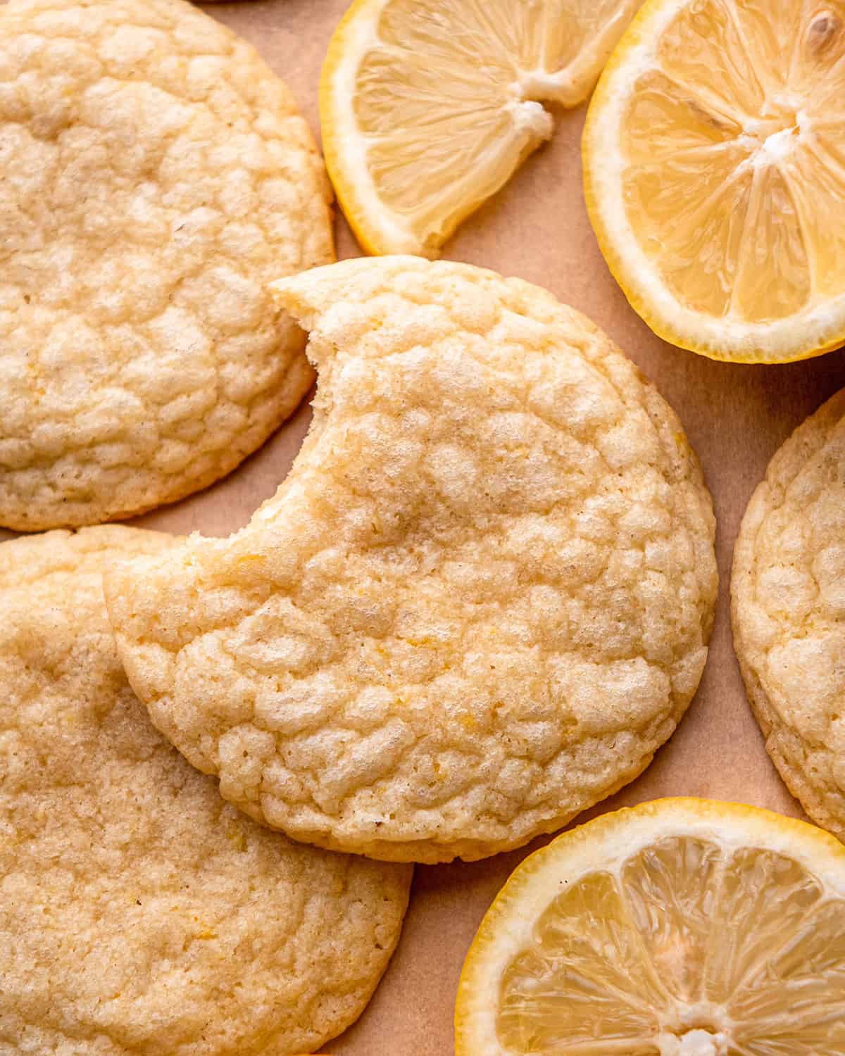 a lemon cookie with a bite taken out of it
