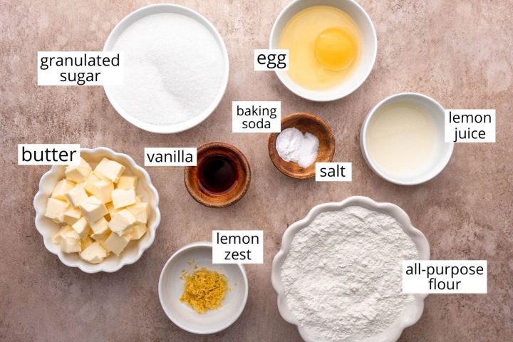 overhead photo of the ingredients in this Lemon Cookies recipe