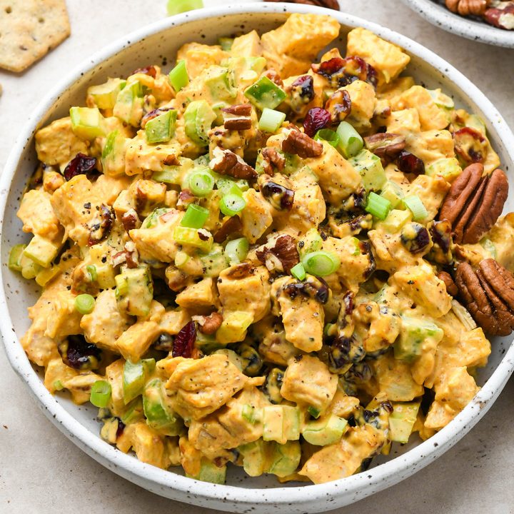 a bowl of Pecan Cranberry Chicken Salad