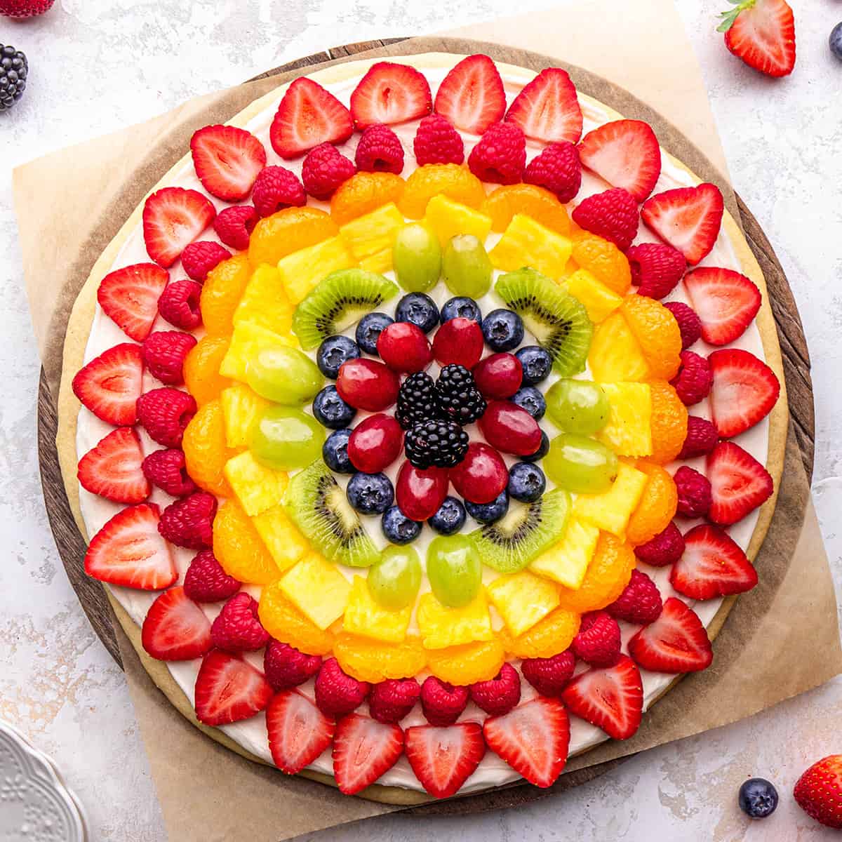 Fruit Pizza on a serving plate