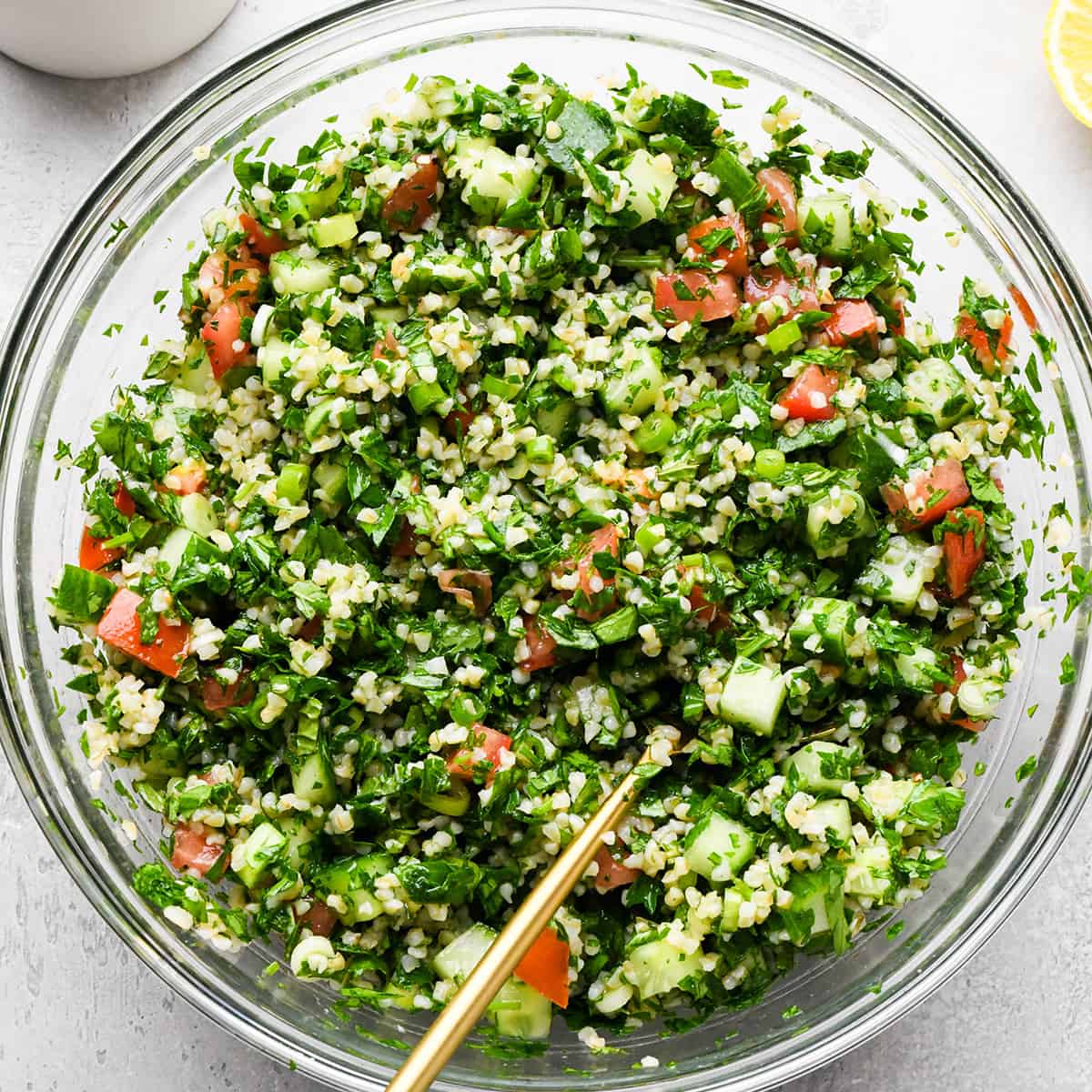 tabouli after mixing before chilling