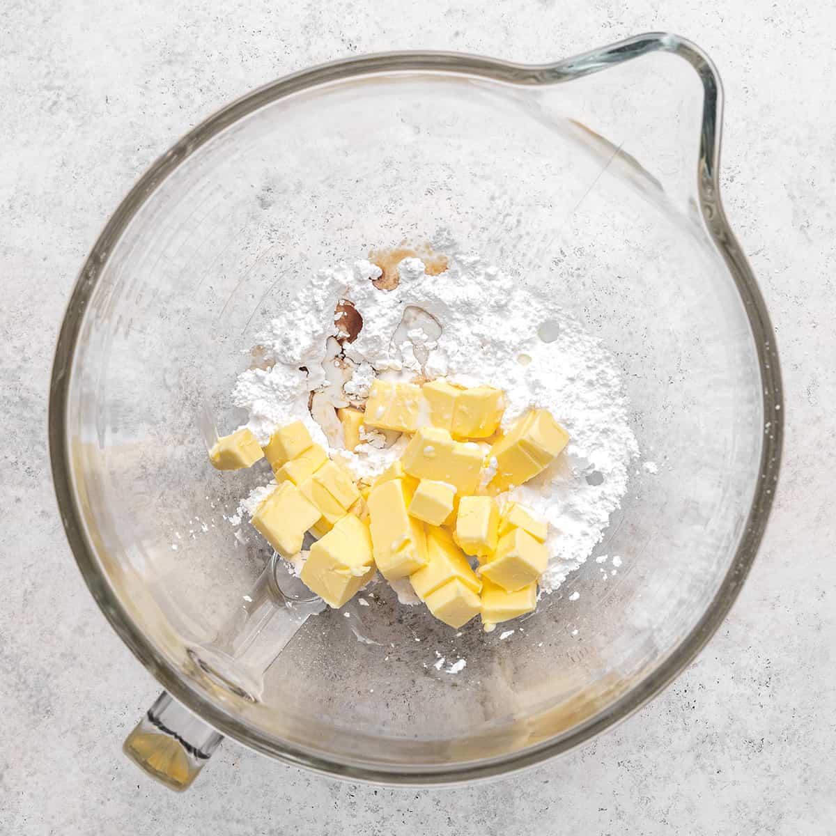 ingredients in a mixing bowl to make lemon frosting