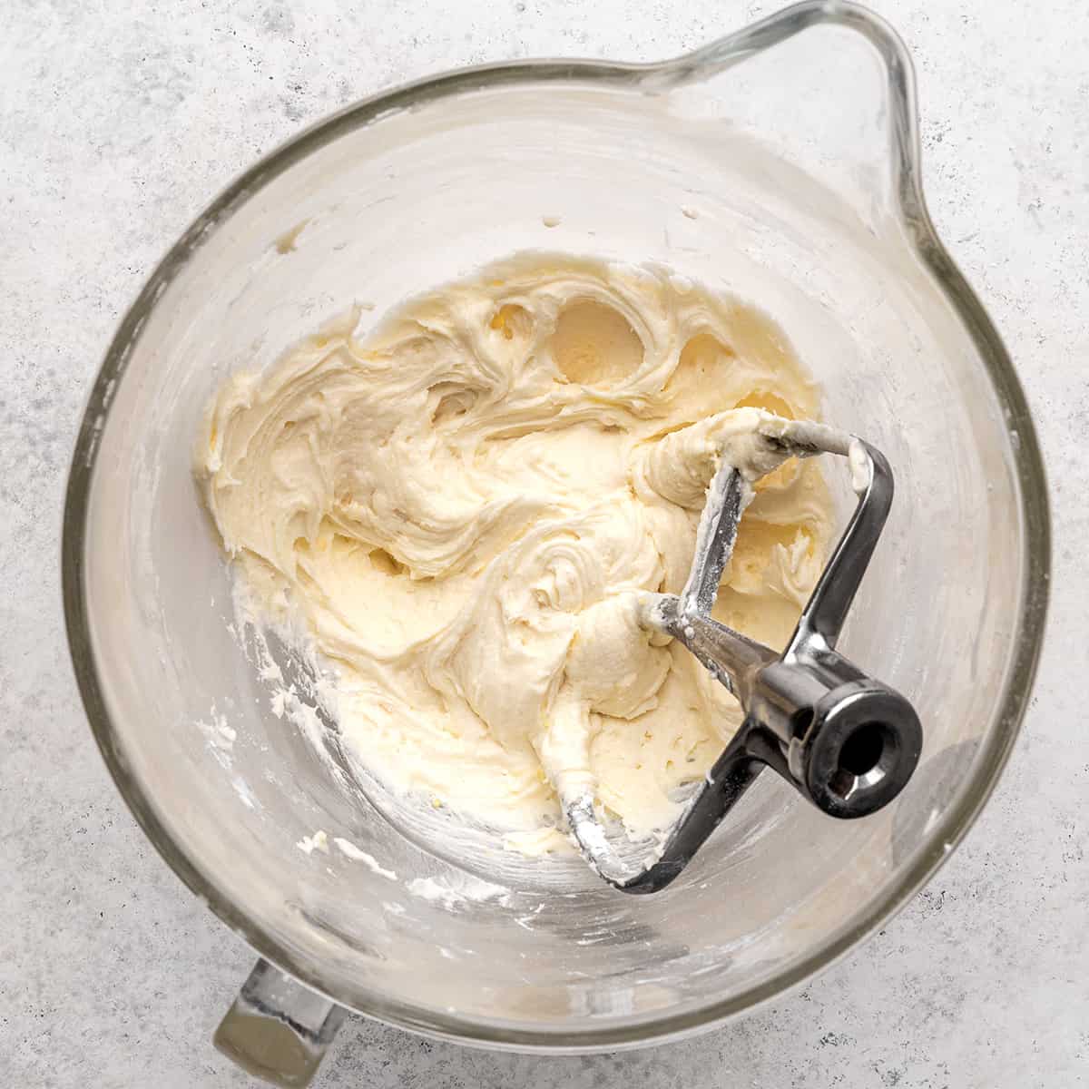 Lemon Buttercream Frosting in a mixing bowl