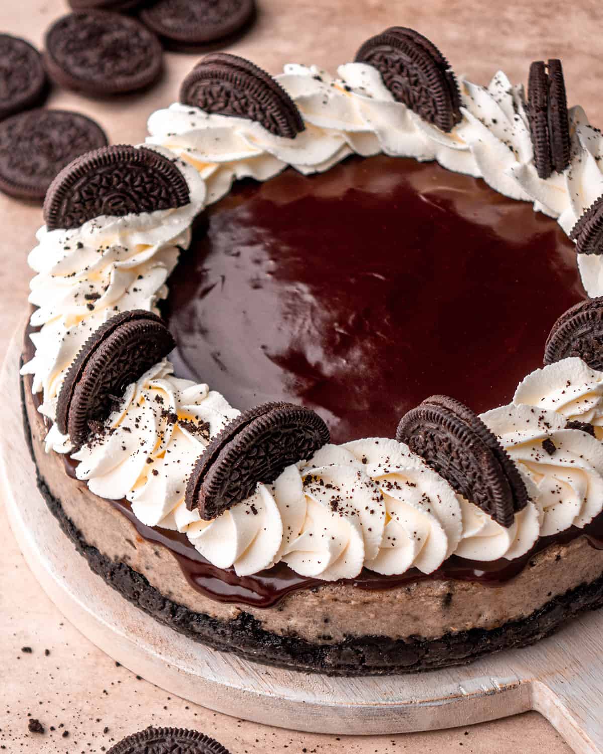 Oreo Cheesecake on a serving plate