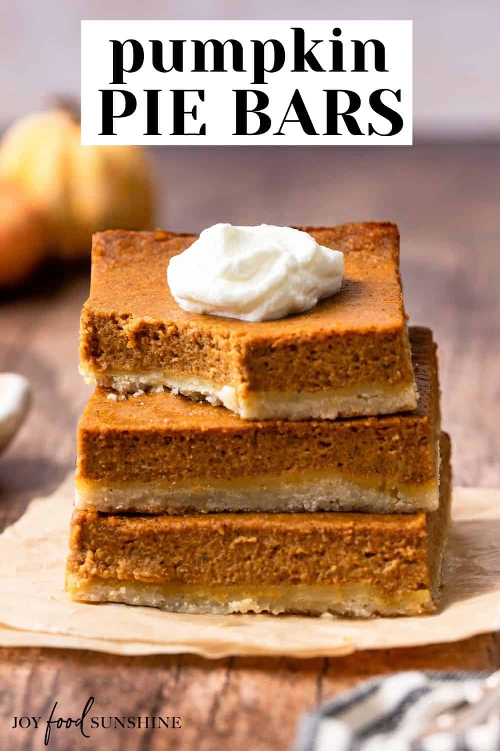 Pumpkin Pie Bars - JoyFoodSunshine