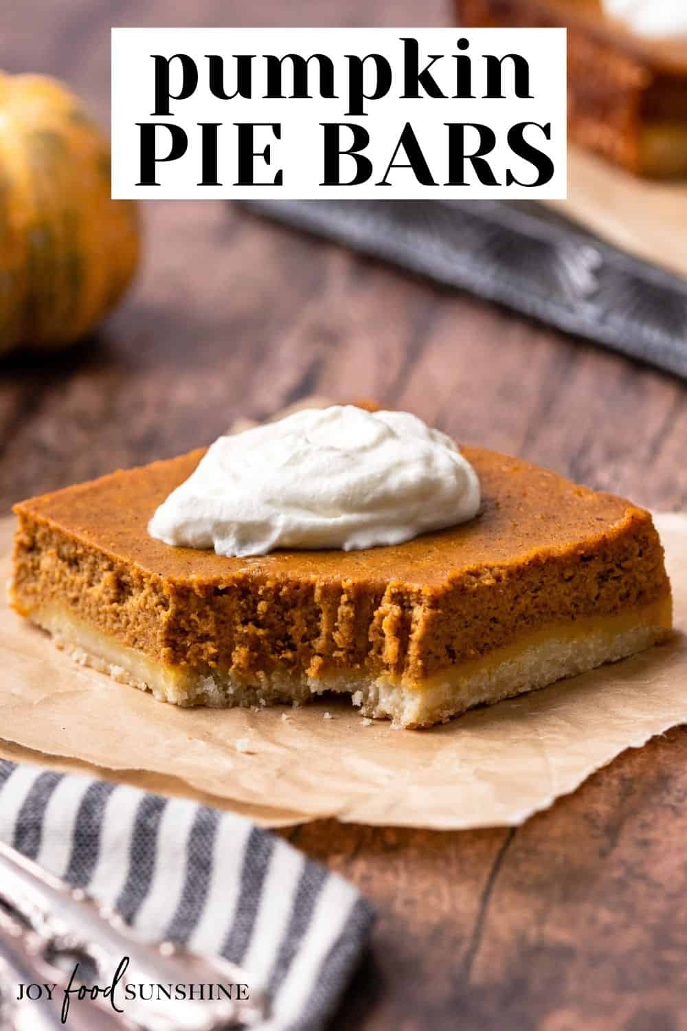 Pumpkin Pie Bars - JoyFoodSunshine