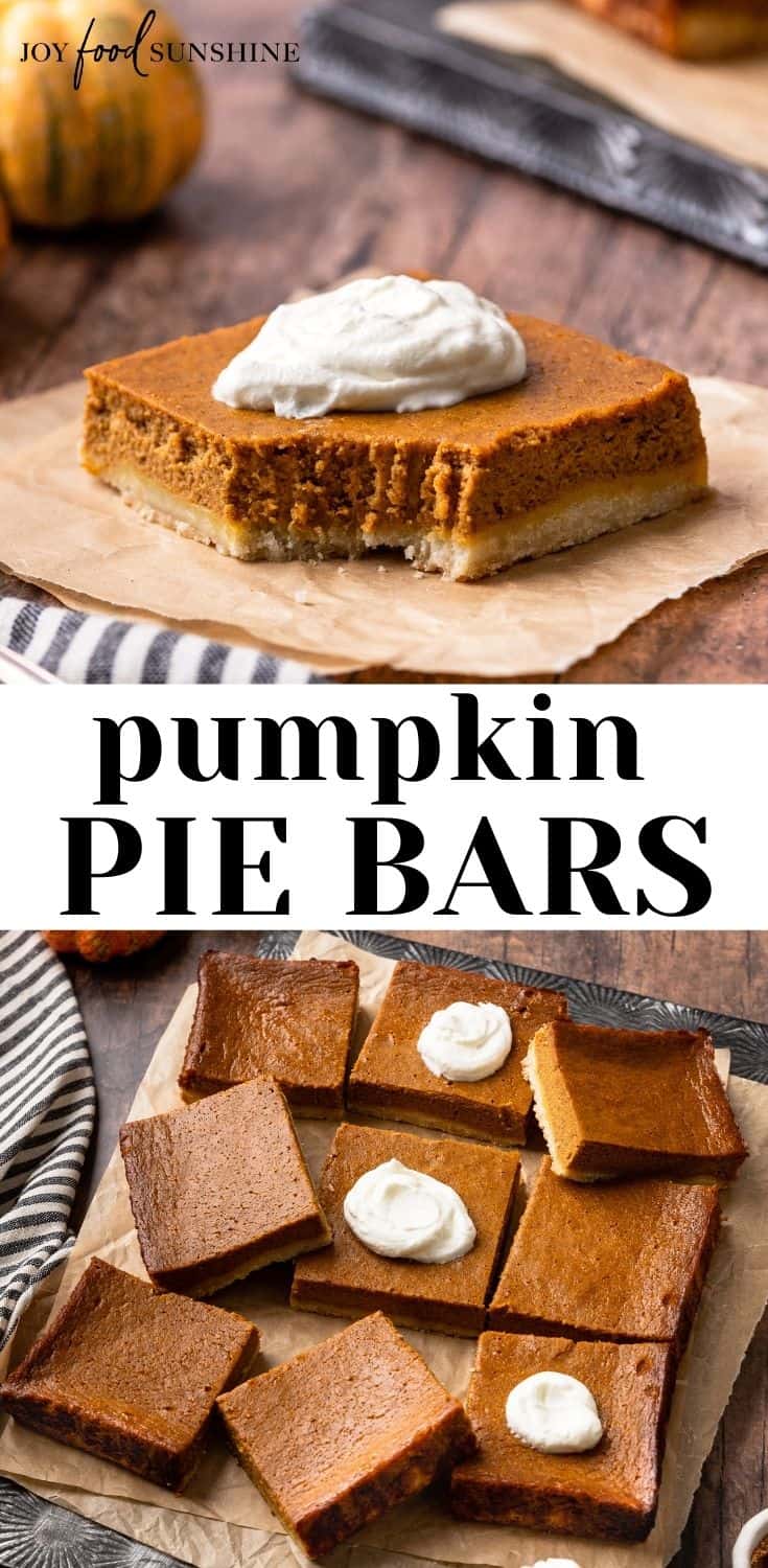 Pumpkin Pie Bars - JoyFoodSunshine