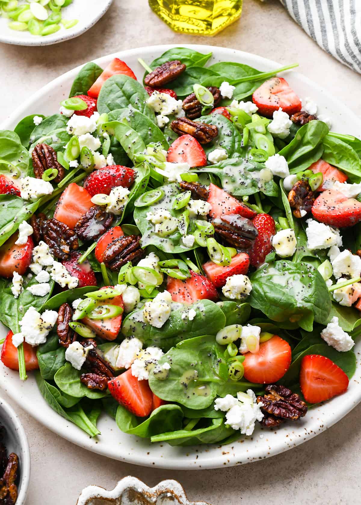 Strawberry Spinach Salad on a serving plate