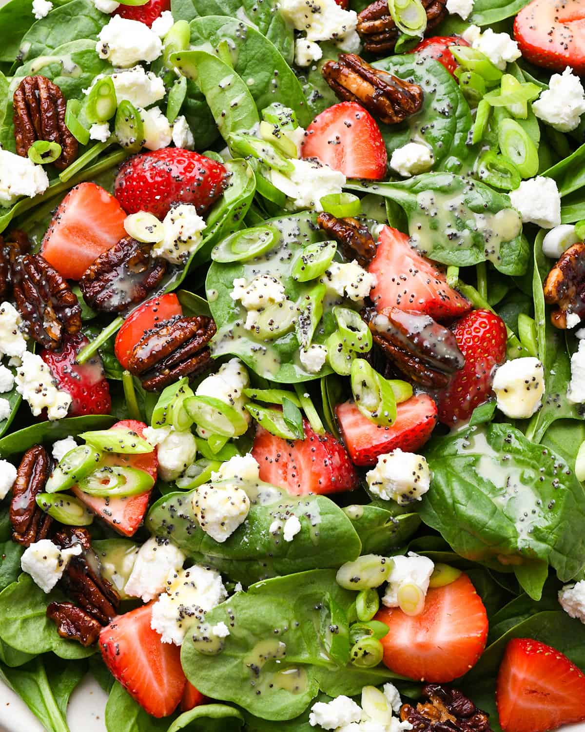 up close photo of Strawberry Spinach Salad
