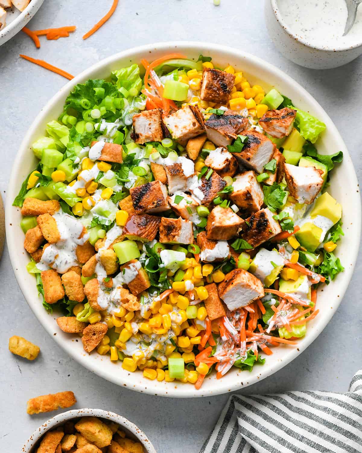 BBQ Chicken Salad in a large serving bowl
