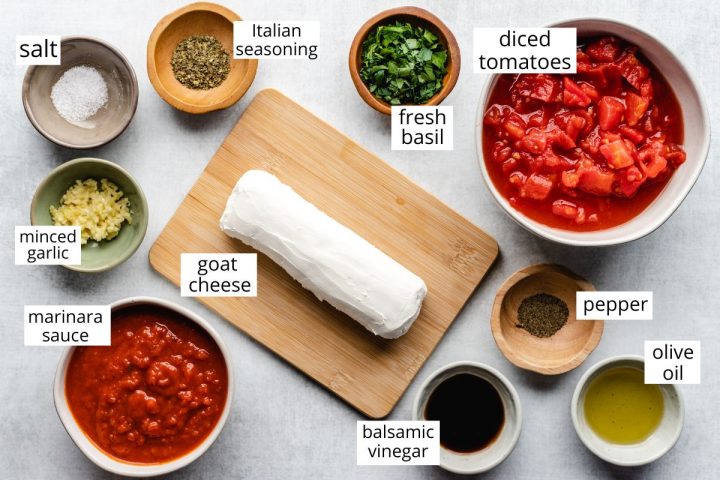 ingredients in this Baked Goat Cheese Dip recipe