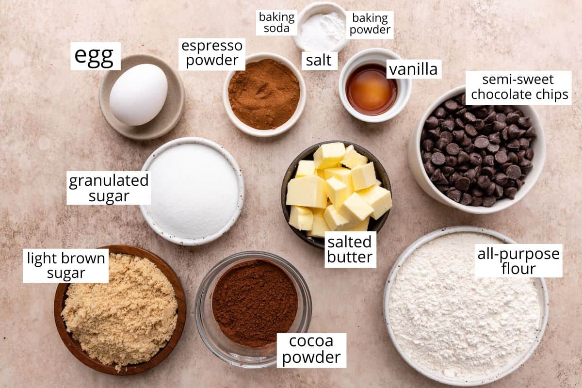 overhead photo of the ingredients in this Coffee Cookies recipe