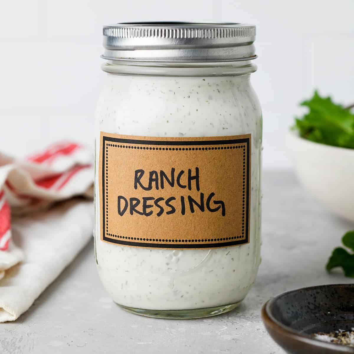 a bottle of ranch dressing made with this Ranch Dressing Mix recipe