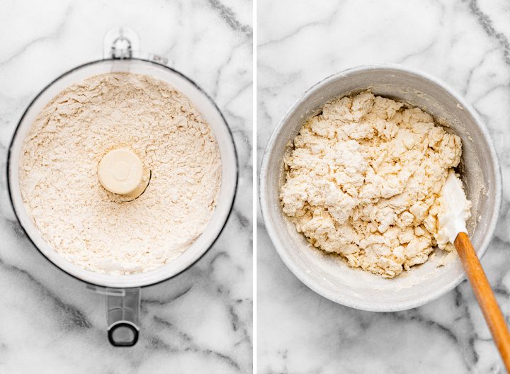 two photos showing How to Make Biscuits dough