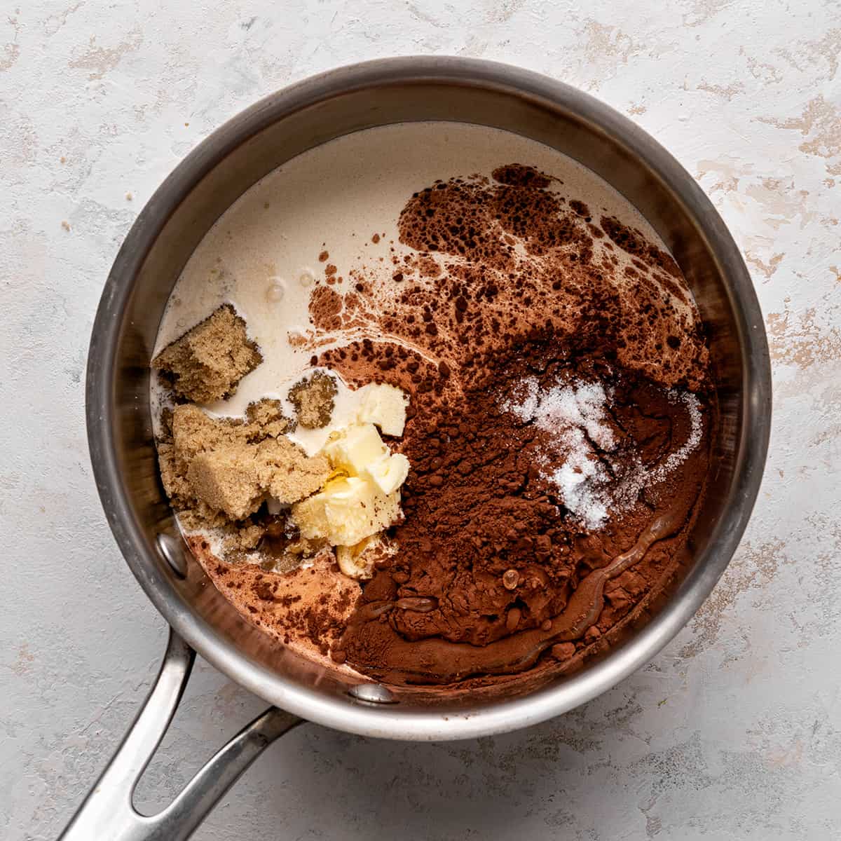 How to Make Chocolate Sauce - ingredients in a saucepan