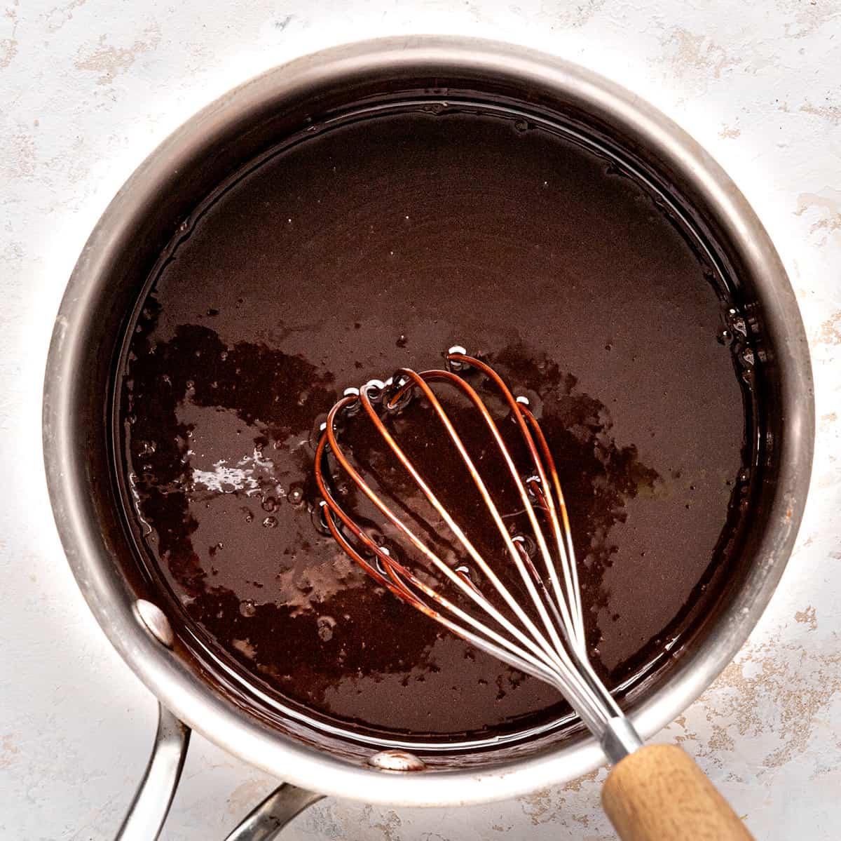 How to Make Chocolate Sauce - whisking ingredients until smooth