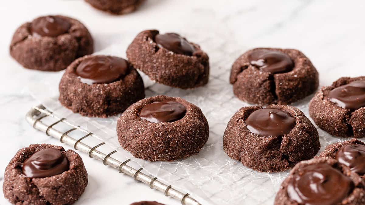 chocolate ganache thumbprint cookies