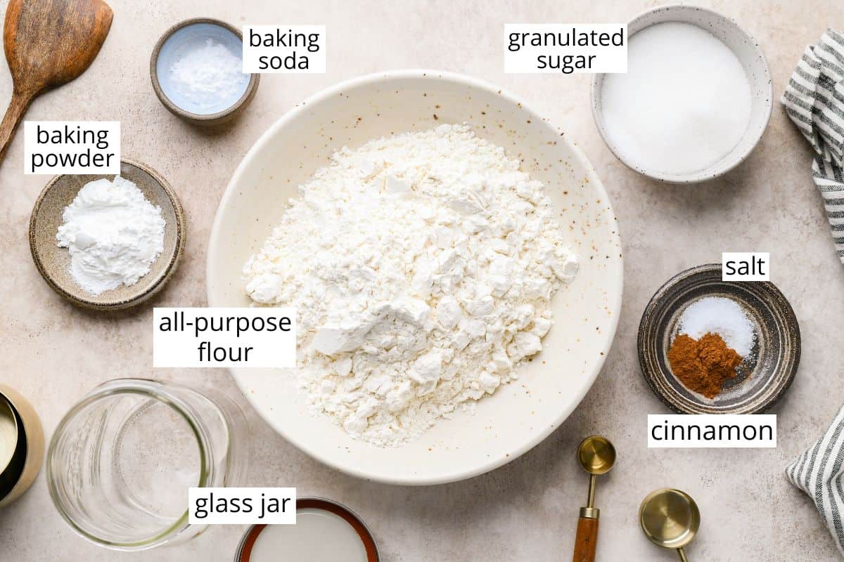 overhead photo of the ingredients in this Homemade Pancake Mix recipe