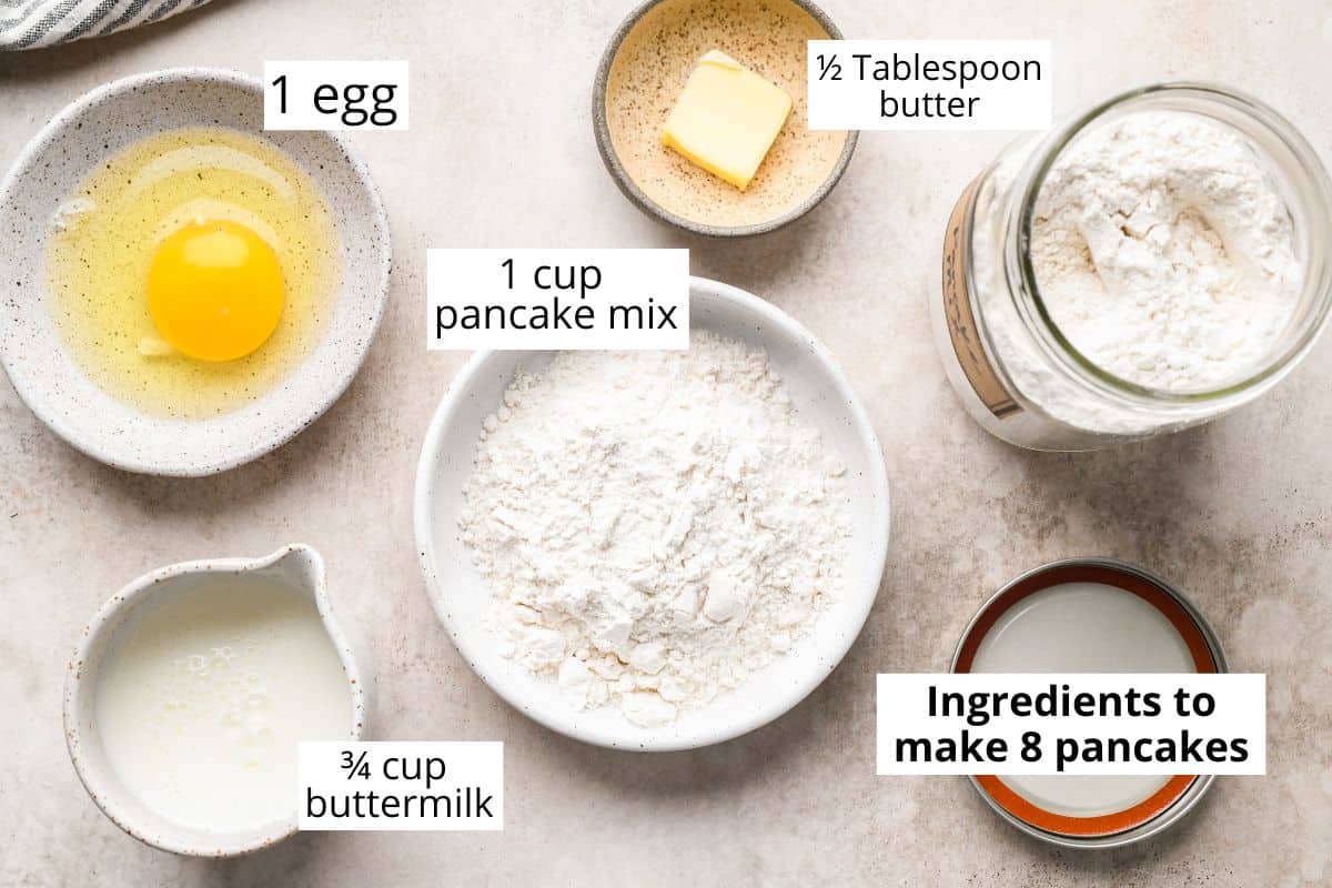 photo of the ingredients to use to make pancakes with Homemade Pancake Mix