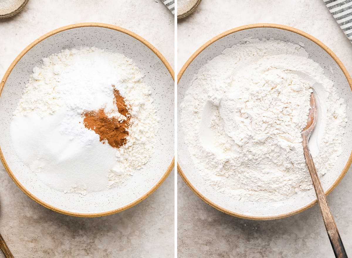 two photos showing how to make Homemade Pancake Mix