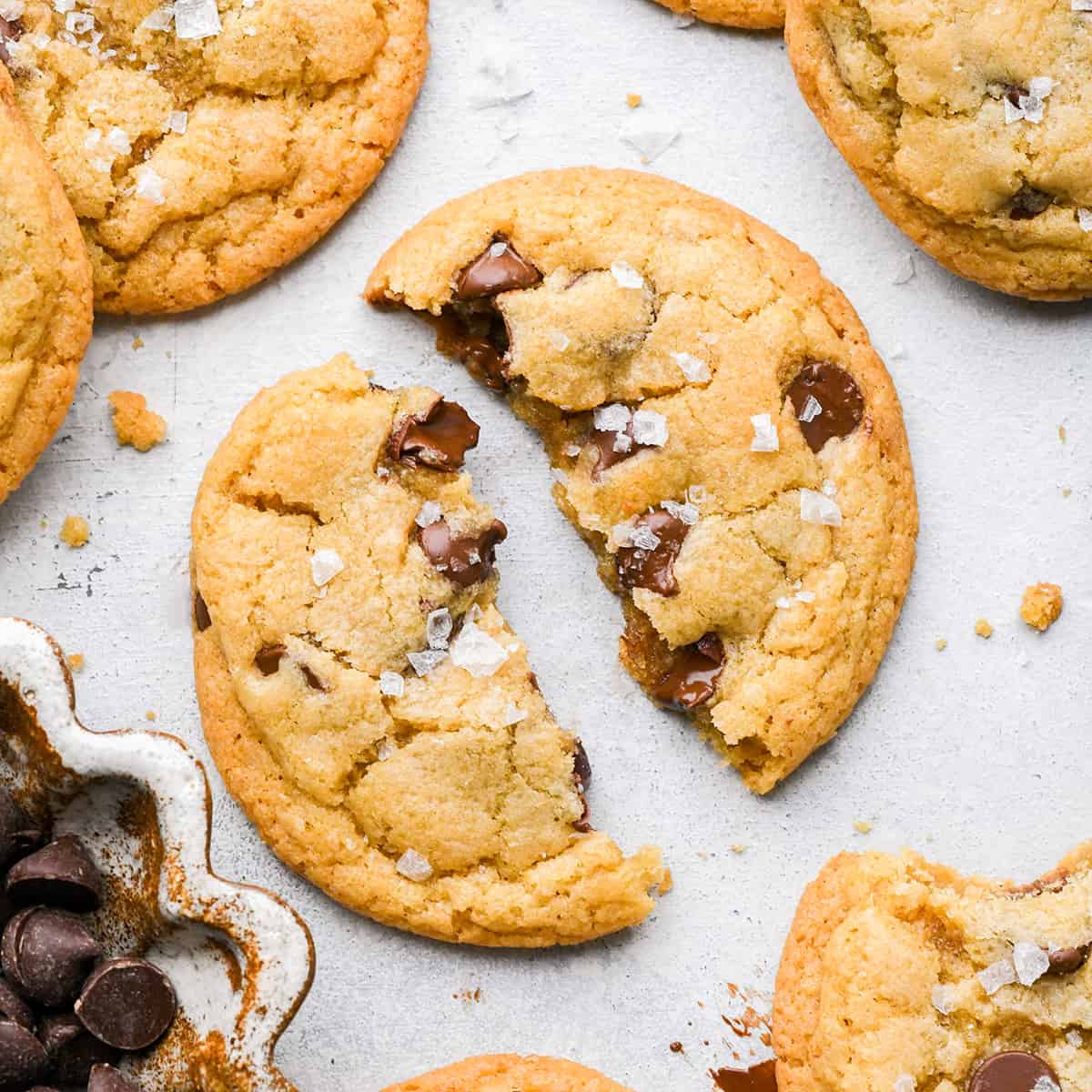 Brown Butter Chocolate Chip Cookie cut in half