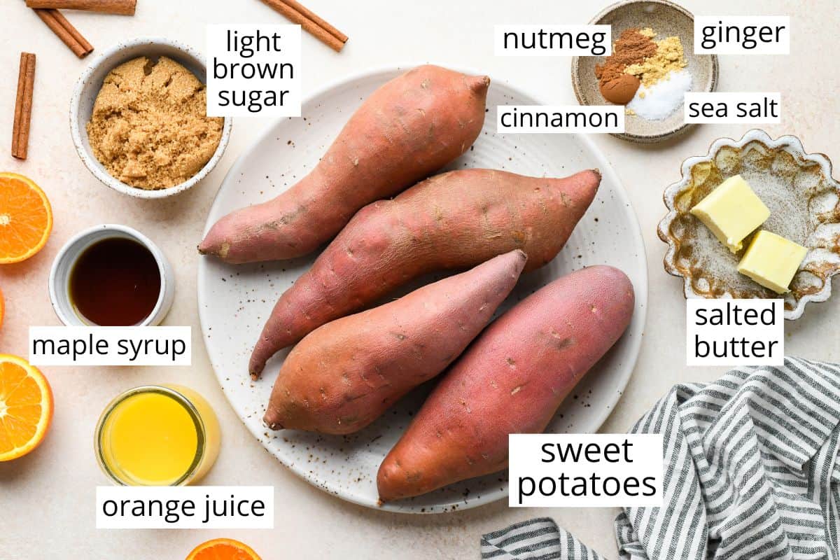 overhead photo of the ingredients in this Candied Yams recipe