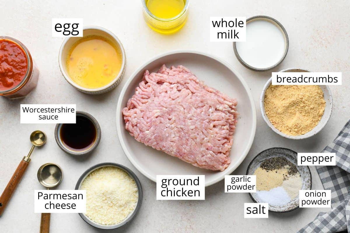 overhead photo of the ingredients in this Chicken Meatballs recipe