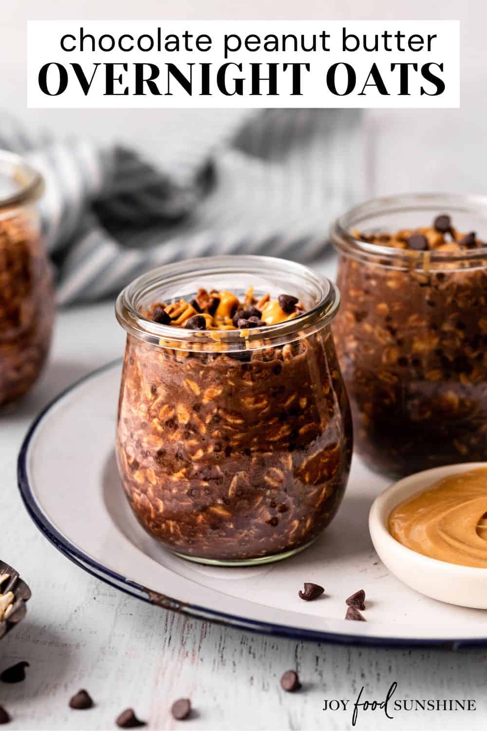 Chocolate Peanut Butter Overnight Oats - JoyFoodSunshine