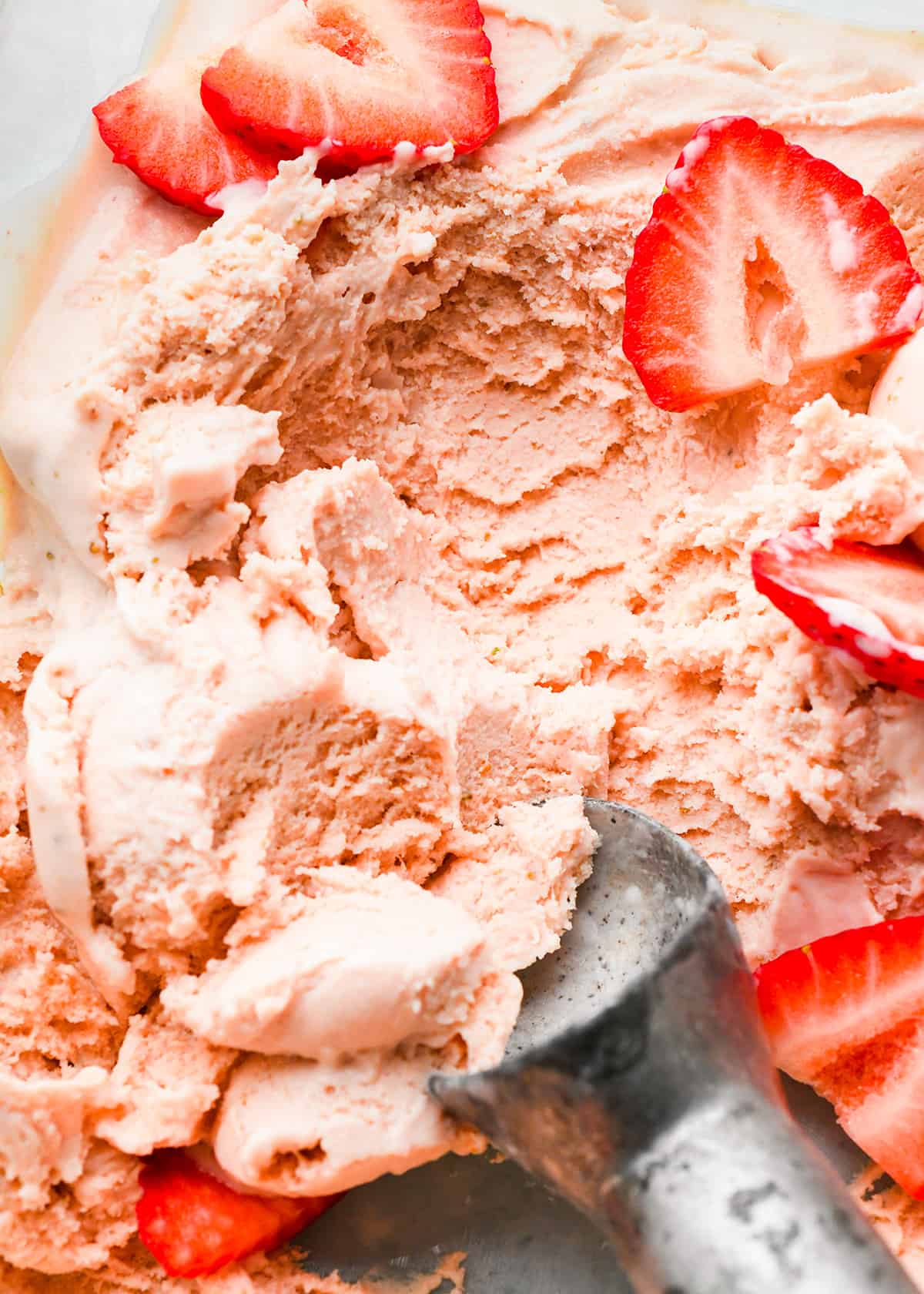 Strawberry Ice Cream with fresh strawberries