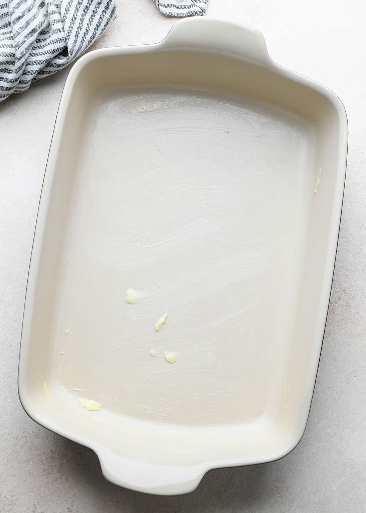 a 9x13" baking dish greased with butter