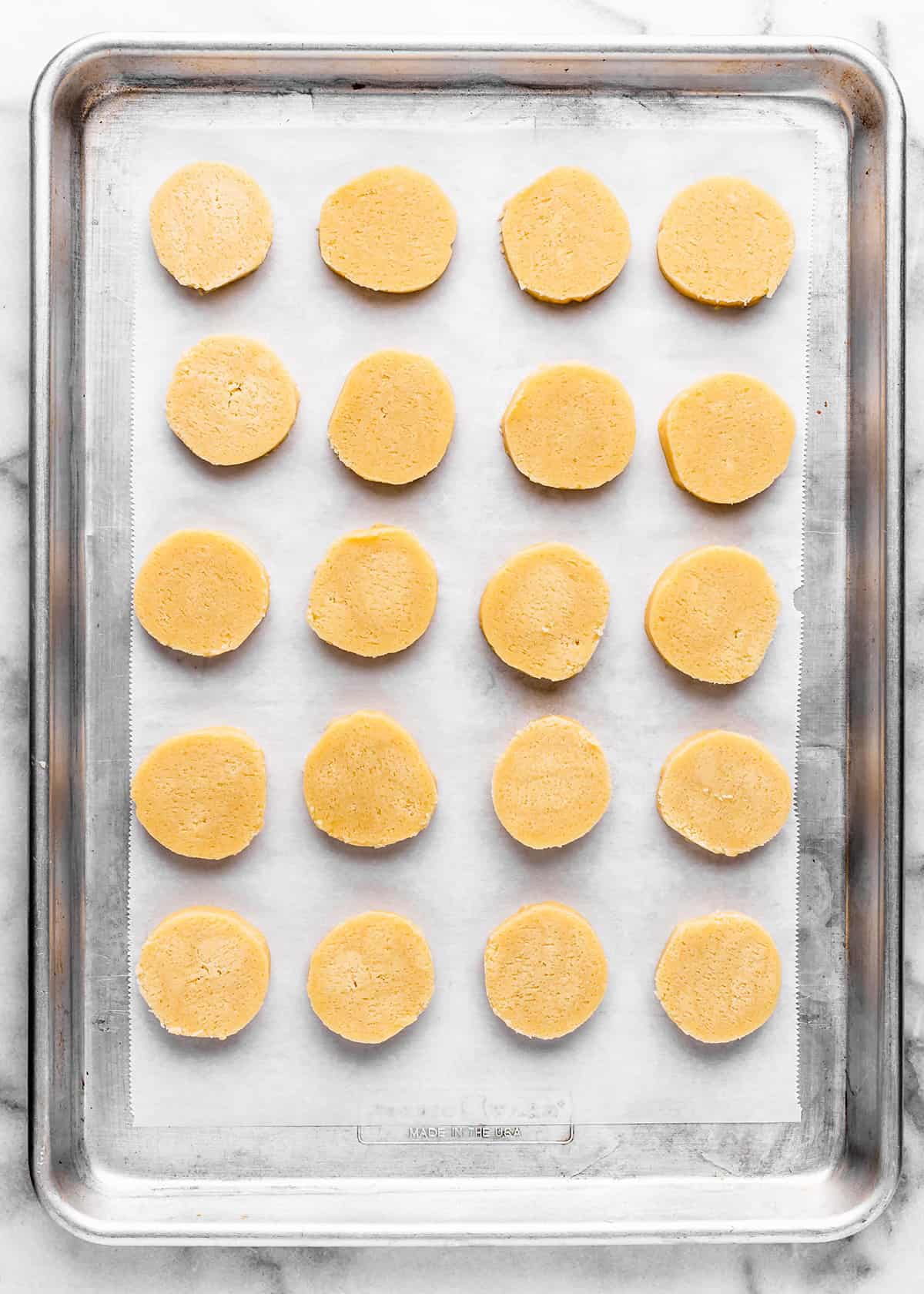 Shortbread Cookies on a baking sheet before baking