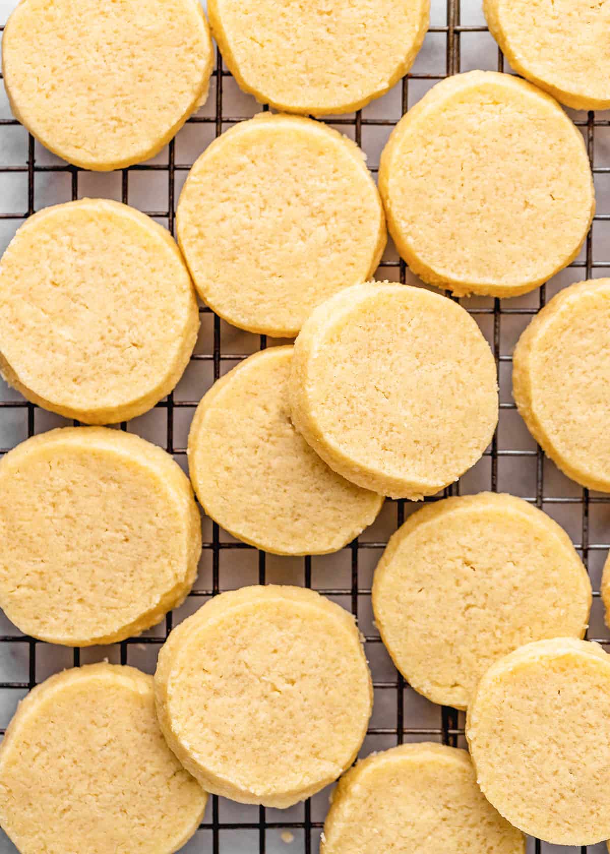Shortbread Cookies on a wire cooling rack