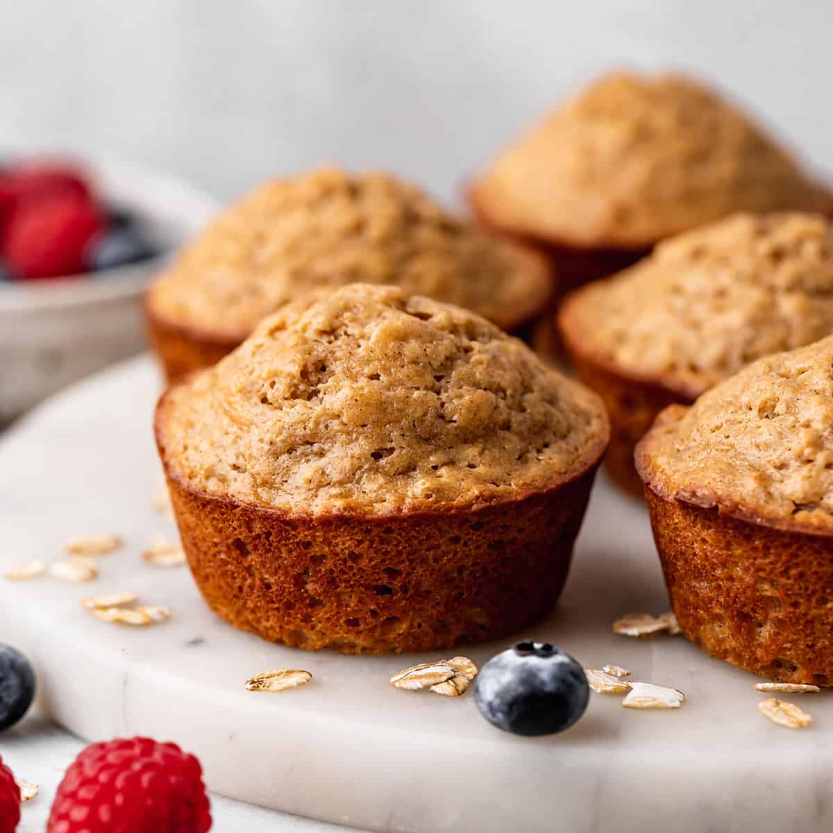 5 Oatmeal Muffins on a serving plate