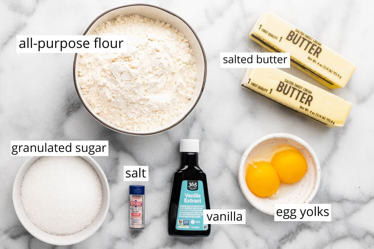 overhead photo of the ingredients in this shortbread recipe